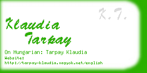 klaudia tarpay business card